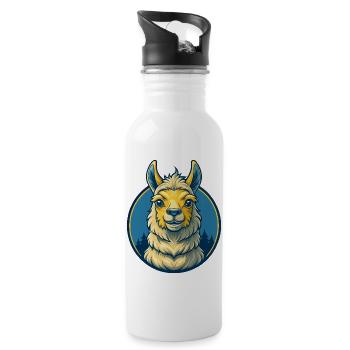 Llama Kawaii Maskottchen-Cartoon-Charakter-Clipart-Logo - Trinkflasche mit integriertem Trinkhalm - Weiß - Rechts