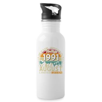 Cadeau du 35e anniversaire Mari Original 1991 août - Gourde avec paille intégrée - blanc - Droite
