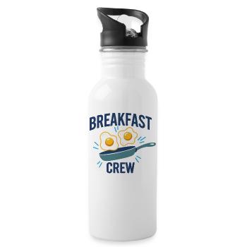 Breakfast Crew Funny Brunch Coffee Pancake Food - Water bottle with straw - white - Right