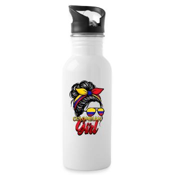 Mädchen Kolumbianische Flagge Kolumbien - Trinkflasche mit integriertem Trinkhalm - Weiß - Rechts