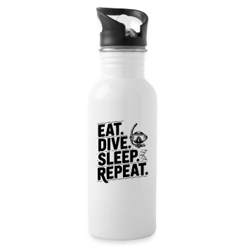 Eat. Dive. Sleep. Repeat. - Water bottle with straw - white - Right