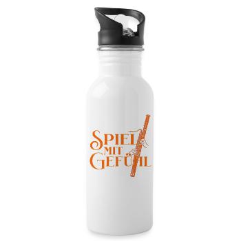 Fagott -Spiel mit Gefühl für Fagottist Fagottistin - Trinkflasche mit integriertem Trinkhalm - Weiß - Rechts