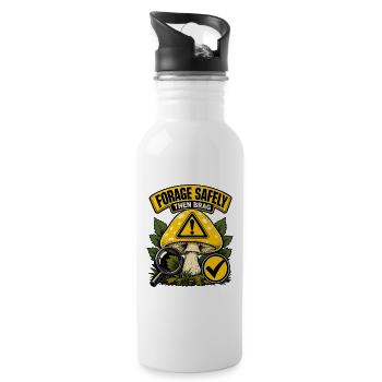 Beginner-Safe Mushroom Foraging Rule: Forage Safel - Water bottle with straw - white - Right