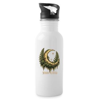 Dunkle Waldhexe, Mooshexe Wald Goth Cresce - Trinkflasche mit integriertem Trinkhalm - Weiß - Rechts
