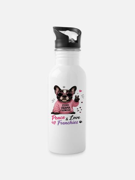 Zero Drama Frenchie Peace & Love Frenchies - Drinkfles met geïntegreerd rietje - wit