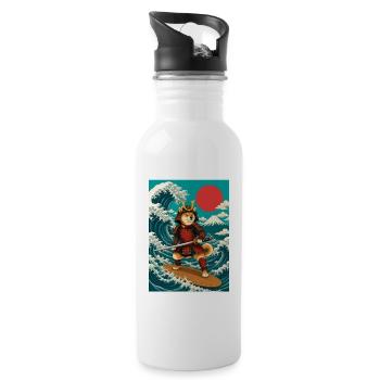 Surfen Shiba Inu Samurai Doge Japan - Trinkflasche mit integriertem Trinkhalm - Weiß - Rechts