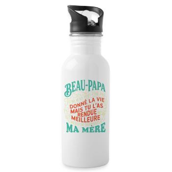 Beau-Papa Humour Cadeau Fête Des Pères Retro - Gourde avec paille intégrée - blanc - Droite