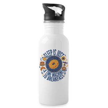 Breakfast Sleep Is Just A Time Machine - Water bottle with straw - white - Right