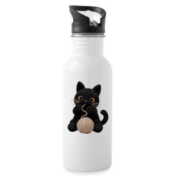  crochet black cat Crochet Cat Kitten Knits - Water bottle with straw - white - Right
