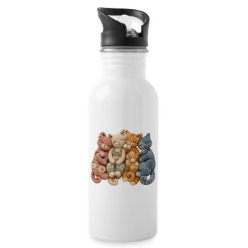 Häkel-Katzenliebhaber-Geschenk - Trinkflasche mit integriertem Trinkhalm - Weiß - Rechts