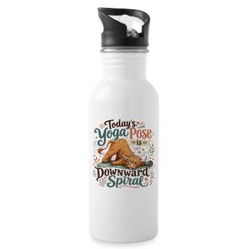 Yoga-Kuh-Abwärtsspirale - Trinkflasche mit integriertem Trinkhalm - Weiß - Rechts