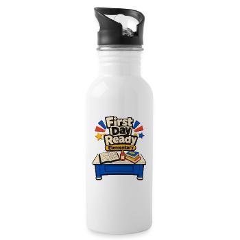 First Day of School Elementary Teacher Meet the Te - Water bottle with straw - white - Right