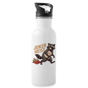 Mahjong Joker Heist Waschbär - Trinkflasche mit integriertem Trinkhalm - Weiß - Rechts