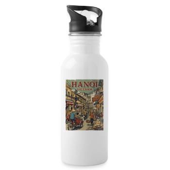 Hanoi Vietnam - Trinkflasche mit integriertem Trinkhalm - Weiß - Rechts
