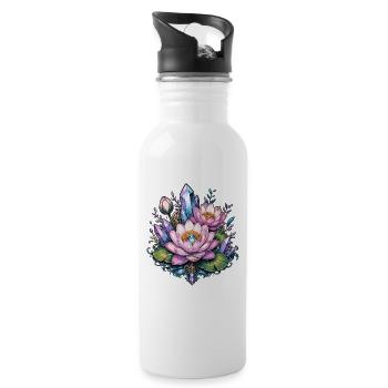Crystal Lotus in the Crystal Garden - Water bottle with straw - white - Right
