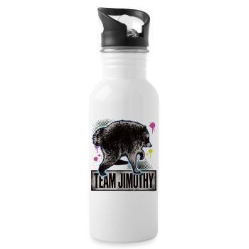 Jimothy Viraler Waschbär Lustiges Team Jimothy - Trinkflasche mit integriertem Trinkhalm - Weiß - Rechts