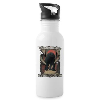 Jólakötturinn Alte Isländische Weihnachtslegende - Trinkflasche mit integriertem Trinkhalm - Weiß - Rechts