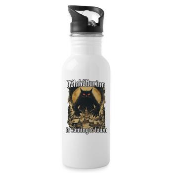 Jólakötturinn Wilde Nordische Weihnachtskatze - Trinkflasche mit integriertem Trinkhalm - Weiß - Rechts