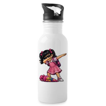 Dabbing ABC-Schützin schwarze Haare - Trinkflasche mit integriertem Trinkhalm - Weiß - Rechts