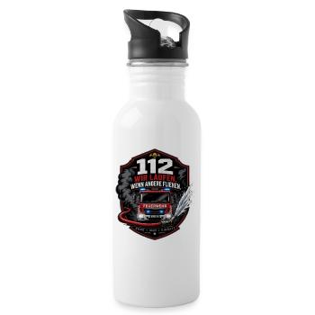 Feuerwehr - Trinkflasche mit integriertem Trinkhalm - Weiß - Rechts
