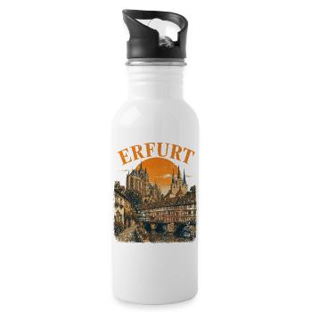  Vintage Erfurt Skyline historische Straßenansicht - Trinkflasche mit integriertem Trinkhalm - Weiß - Rechts