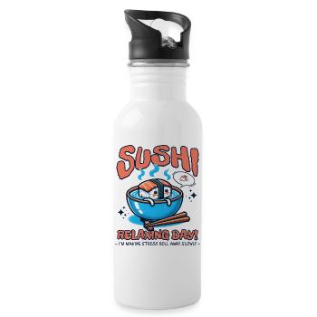 Sushi Relaxing Day Cute Food - Water bottle with straw - white - Right
