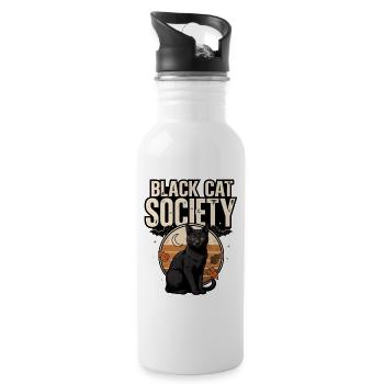 Black Cat Halloween – Black Cat Gesellschaft - Trinkflasche mit integriertem Trinkhalm - Weiß - Rechts