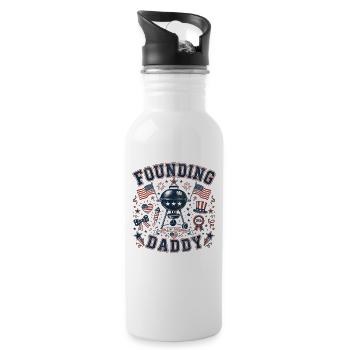 Daddy BBQ Grill – Lustiger Beitrag zum 4. Juli - Trinkflasche mit integriertem Trinkhalm - Weiß - Rechts