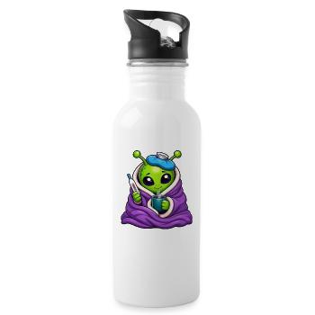 Kuscheliger Alien Schnupfen Cozy - Trinkflasche mit integriertem Trinkhalm - Weiß - Rechts