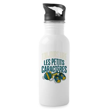 Futur Papa Humour Petits Caractères - Gourde avec paille intégrée - blanc - Droite
