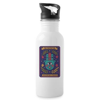 Spirituality Sacred Geometry The Protector - Water bottle with straw - white - Right