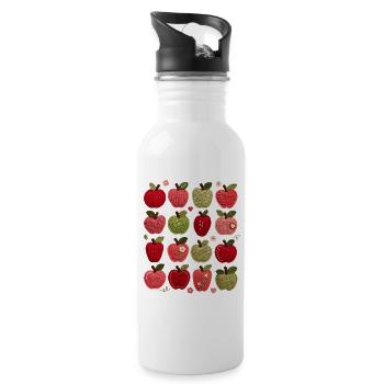 Äpfel Äpfel - Trinkflasche mit integriertem Trinkhalm - Weiß - Rechts