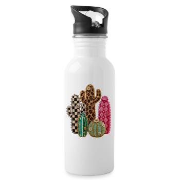 Cactus du jardin de cactus - Gourde avec paille intégrée - blanc - Droite