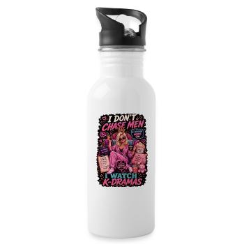I Don't Chase Men – K-Drama-Fan - Trinkflasche mit integriertem Trinkhalm - Weiß - Rechts