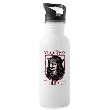 Vlad Tepes Der Impaler Schild - Trinkflasche mit integriertem Trinkhalm - Weiß - Rechts