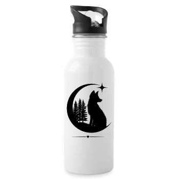 Fuchs Mond Wald - Trinkflasche mit integriertem Trinkhalm - Weiß - Rechts
