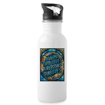Tous mes soucis sont des bulles de savon - Gourde avec paille intégrée - blanc - Droite