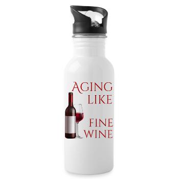 Altern wie ein guter Wein - Trinkflasche mit integriertem Trinkhalm - Weiß - Rechts
