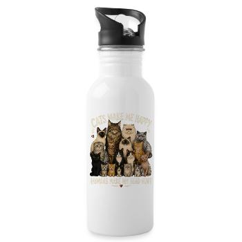 Cats Gather: Feline Crew Cheer - Water bottle with straw - white - Right