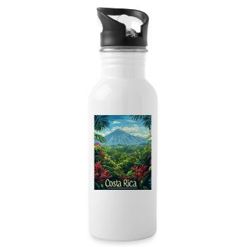 Costa Rica Tropische Landschaft Abenteuer - Trinkflasche mit integriertem Trinkhalm - Weiß - Rechts