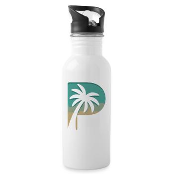Sommerliches Palmenparadies Strandfeeling - Trinkflasche mit integriertem Trinkhalm - Weiß - Rechts