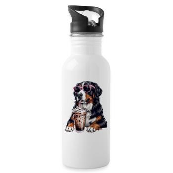 Berner Sennenhund - Trinkflasche mit integriertem Trinkhalm - Weiß - Rechts