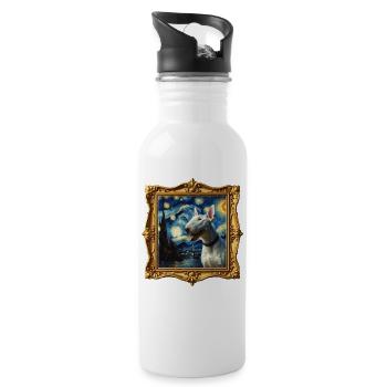 Bullterrier Starry Night - Trinkflasche mit integriertem Trinkhalm - Weiß - Rechts