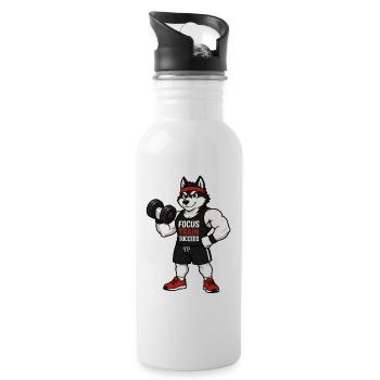 FOCUS, TRAIN, SUCCEED - Trinkflasche mit integriertem Trinkhalm - Weiß - Rechts