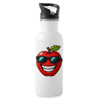 Kawaii Apfel Cartoon Sommer Frucht - Trinkflasche mit integriertem Trinkhalm - Weiß - Rechts