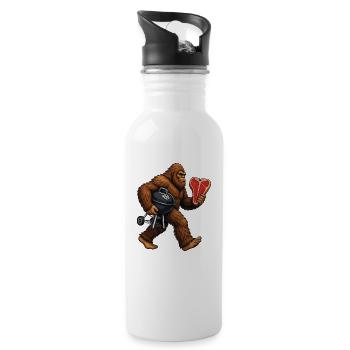 Bigfoot grillen, Sasquatch BBQ - Trinkflasche mit integriertem Trinkhalm - Weiß - Rechts