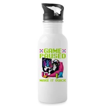 Gamer Gaming Cat Video Game - Trinkflasche mit integriertem Trinkhalm - Weiß - Rechts