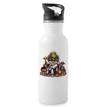 Alien König des Reichtums - Trinkflasche mit integriertem Trinkhalm - Weiß - Rechts