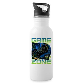 Gamer Gaming Cat Video Game - Trinkflasche mit integriertem Trinkhalm - Weiß - Rechts