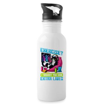 Gamer Gaming Cat Video Game - Trinkflasche mit integriertem Trinkhalm - Weiß - Rechts